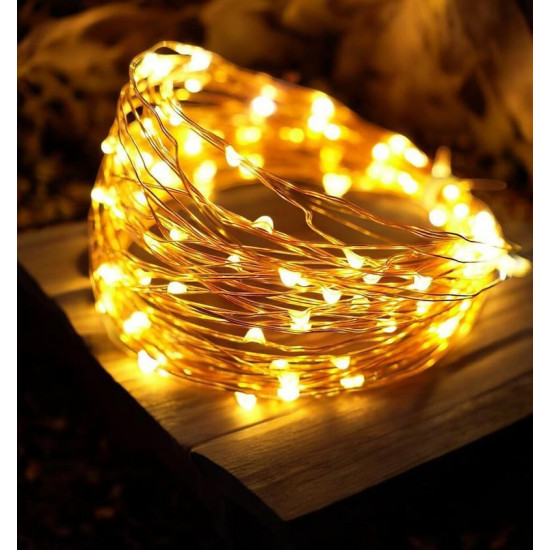 LED string lights "Dew" 50m with white wire