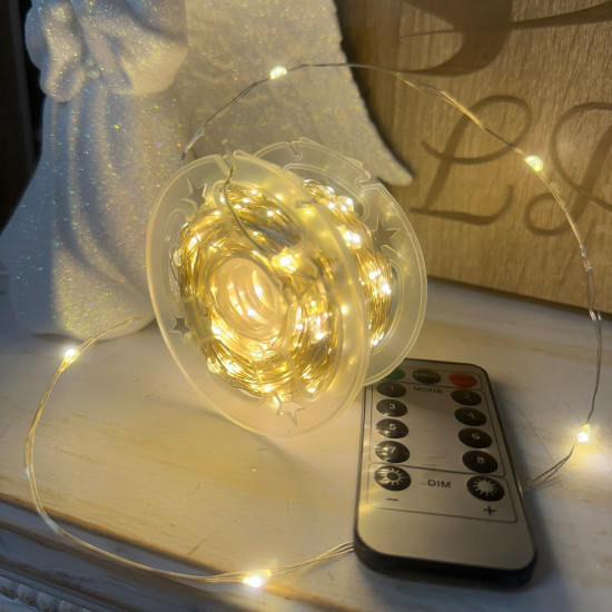 LED string lights "Dew" 50m with white wire