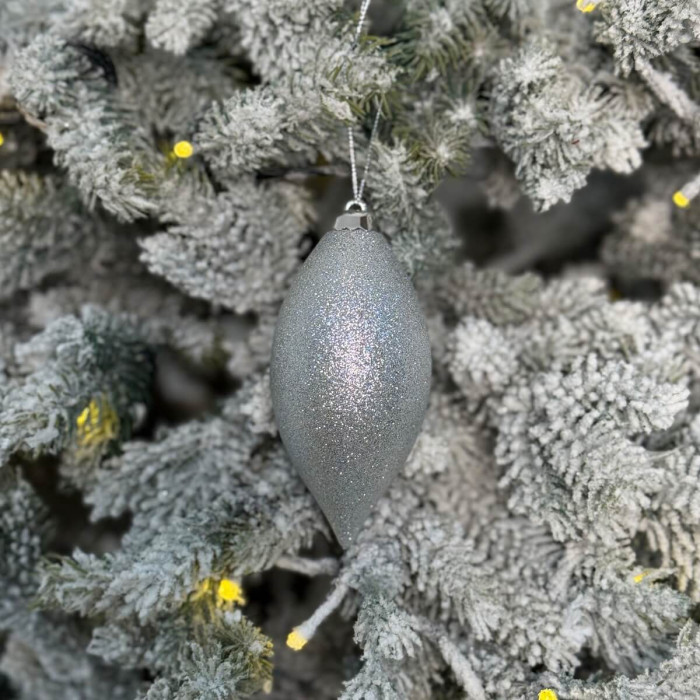 Прикраса новорічна Овал малий - срібний