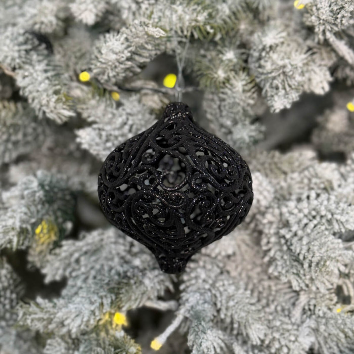 Прикраса новорічна Дзиґа ажурна велика - чорна