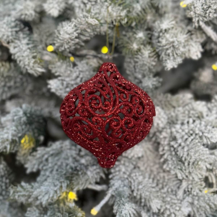 Прикраса новорічна Дзиґа ажурна велика - червона
