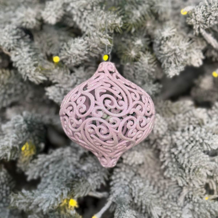 Прикраса новорічна Дзиґа ажурна велика - рожева