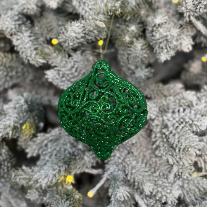 Прикраса новорічна Дзиґа ажурна велика - зелена