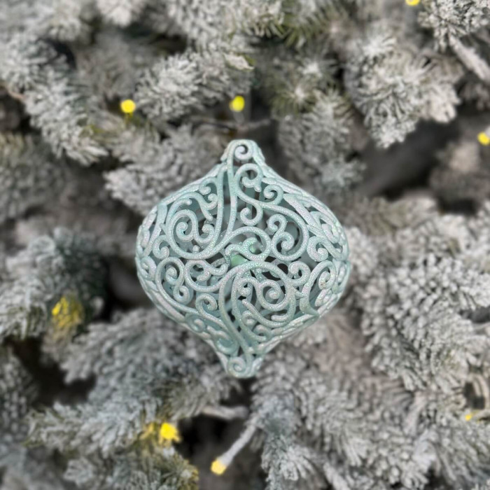 Прикраса новорічна Дзиґа ажурна велика - блакитна