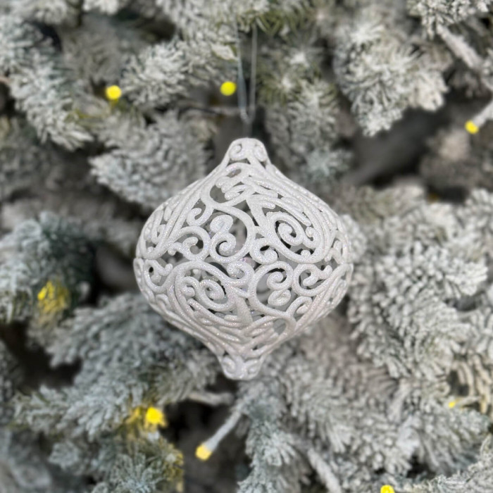 Прикраса новорічна Дзиґа ажурна велика - біла