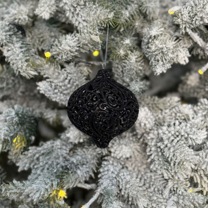 Прикраса новорічна Дзиґа ажурна мала - чорна