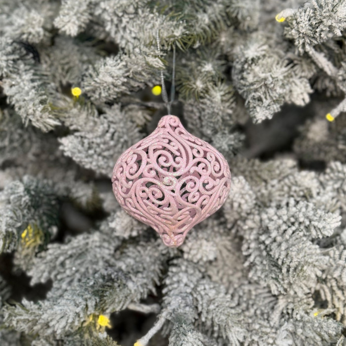 Прикраса новорічна Дзиґа ажурна мала - рожева
