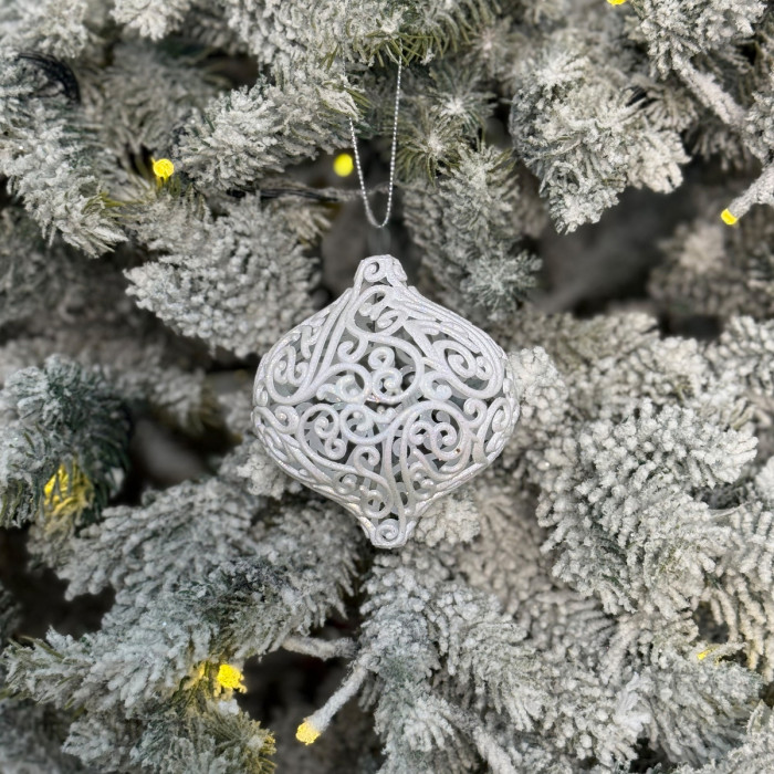 Прикраса новорічна Дзиґа ажурна мала - біла