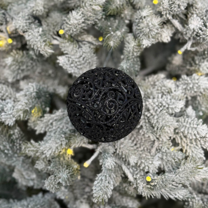Новорічна Куля ажурна 10 см - чорна