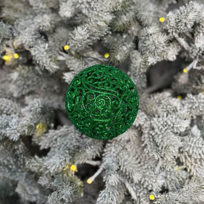 Новорічна Куля ажурна 10 см - зелена