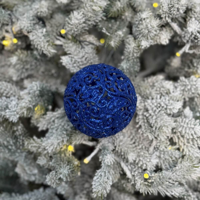 Новорічна Куля ажурна 10 см - синя