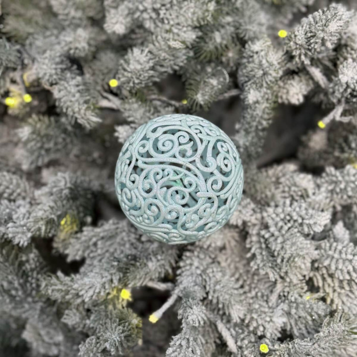 Новорічна Куля ажурна 10 см - блакитна