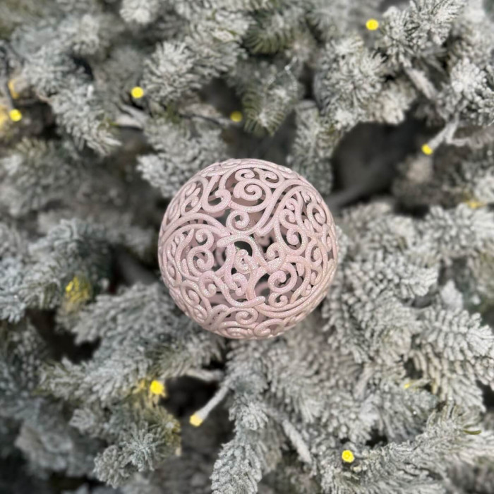Новорічна Куля ажурна 10 см - рожева
