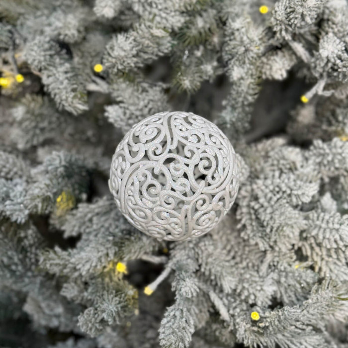 Новорічна Куля ажурна 10 см - біла