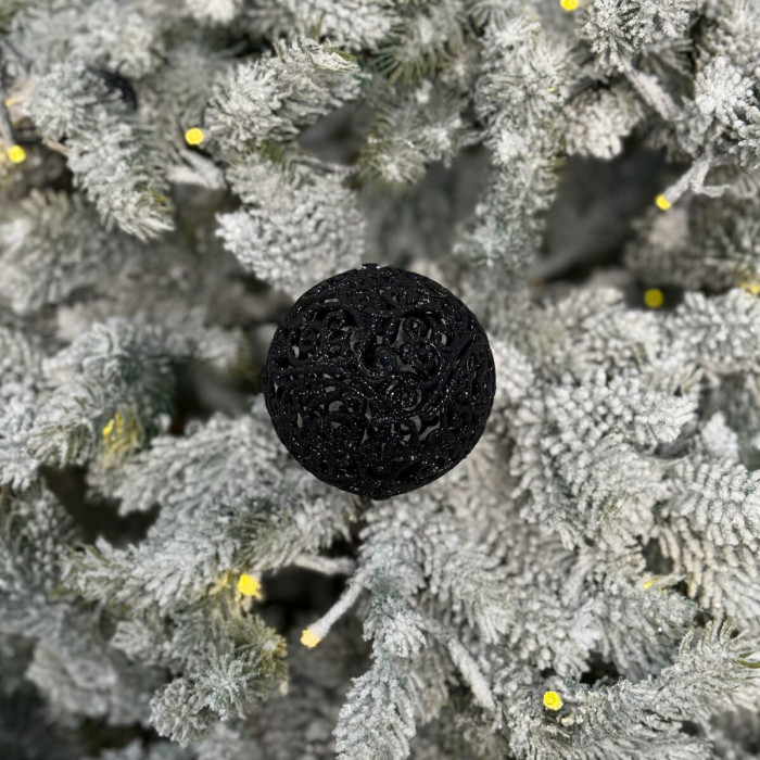 Новорічна Куля ажурна 8 см - чорна