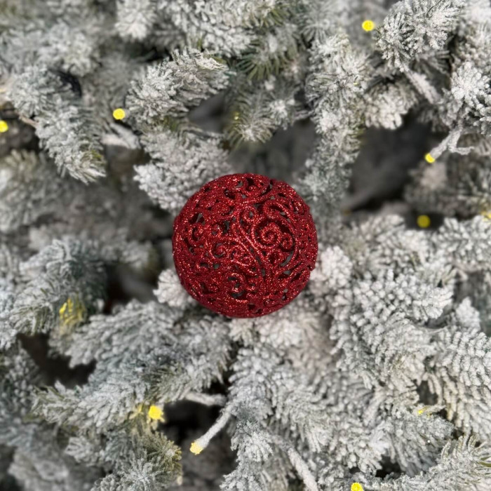 Новорічна Куля ажурна 8 см - червона