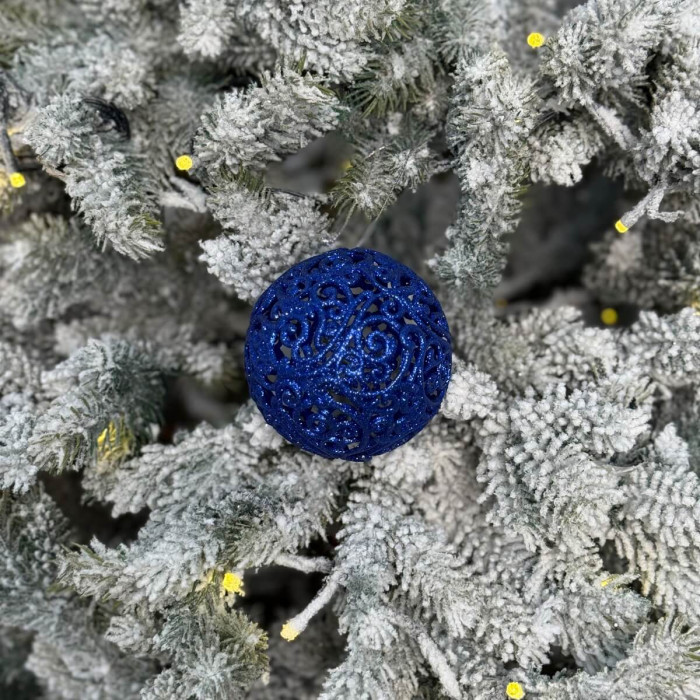 Новорічна Куля ажурна 8 см - синя
