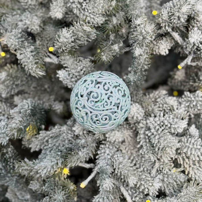 Новорічна Куля ажурна 8 см - блакитна