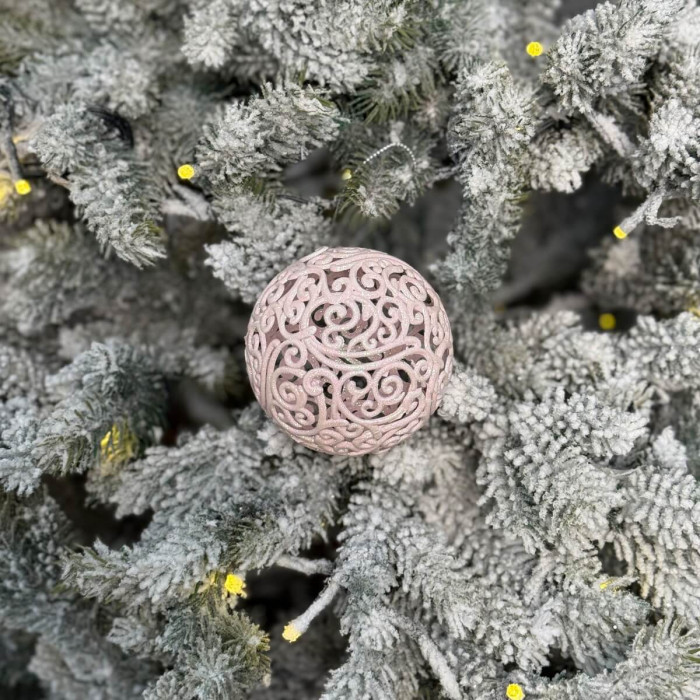 Новорічна Куля ажурна 8 см - рожева