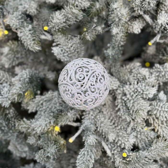 Новорічна Куля ажурна 8 см - біла
