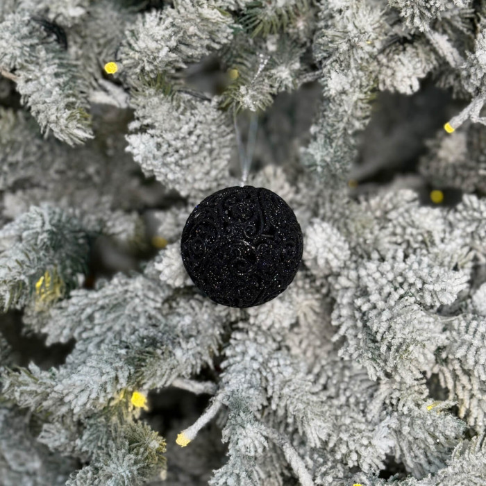 Новорічна Куля ажурна 6 см - чорна