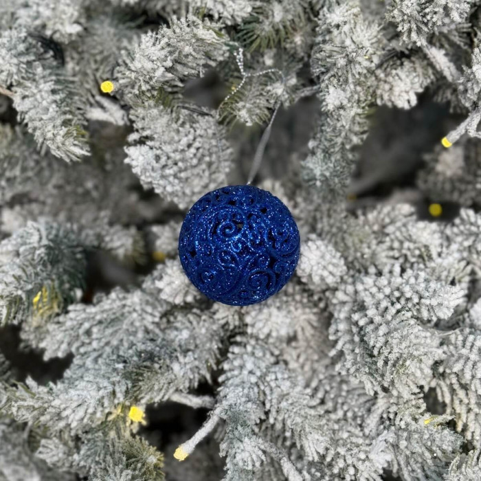 Новорічна Куля ажурна 6 см - синя