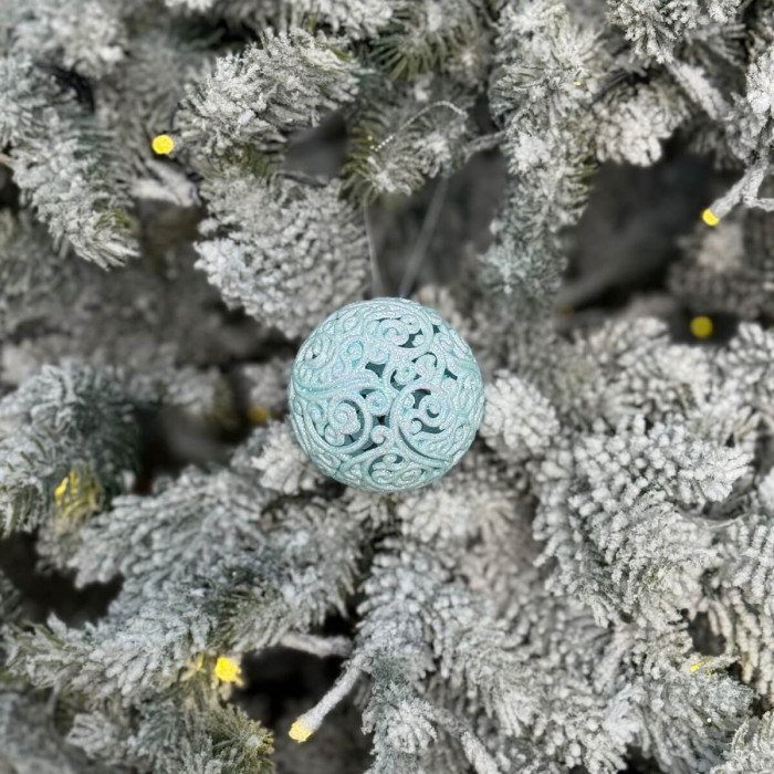 Новорічна Куля ажурна 6 см - блакитна