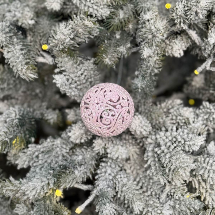 Новорічна Куля ажурна 6 см - рожева
