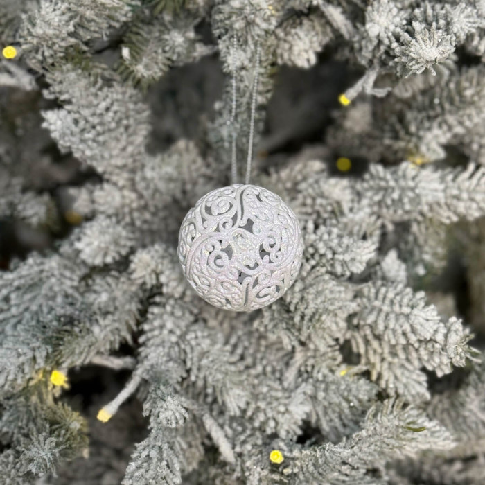 Новорічна Куля ажурна 6 см - біла
