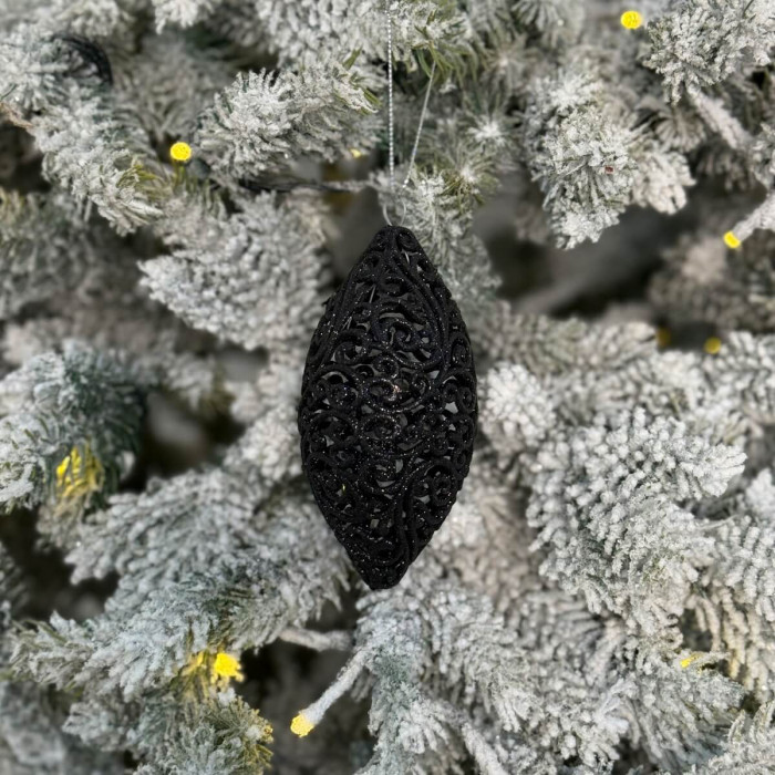 Прикраса новорічна Овал ажурний малий - чорний