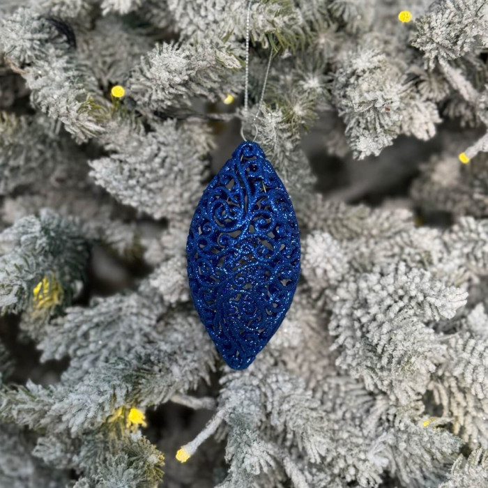 Прикраса новорічна Овал ажурний малий - синій