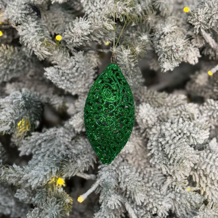 Прикраса новорічна Овал ажурний малий - зелений