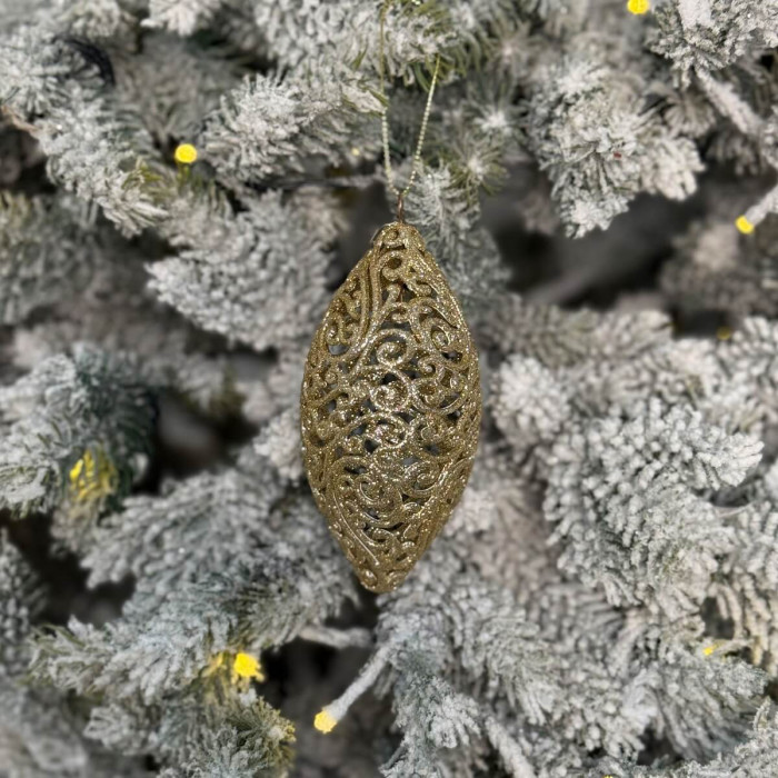 Прикраса новорічна Овал ажурний малий - золотий