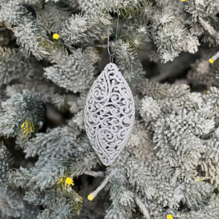 Прикраса новорічна Овал ажурний малий - білий