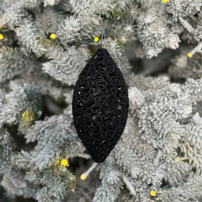 Прикраса новорічна Овал ажурний великий - чорний