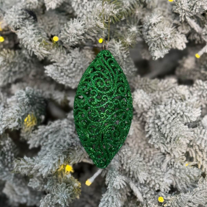 Прикраса новорічна Овал ажурний великий - зелений