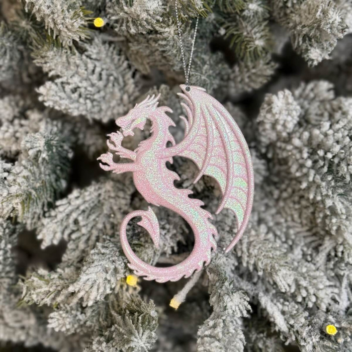 Прикраса новорічна Дракон - рожевий