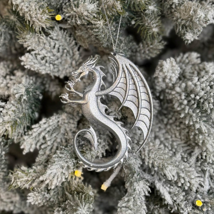 Christmas tree decoration Dragon - silver