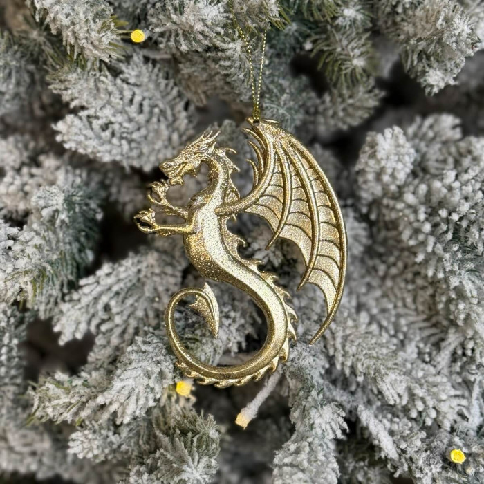 Прикраса новорічна Дракон - золотий