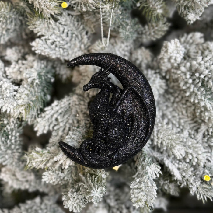 Прикраса новорічна Дракон на місяці - чорний