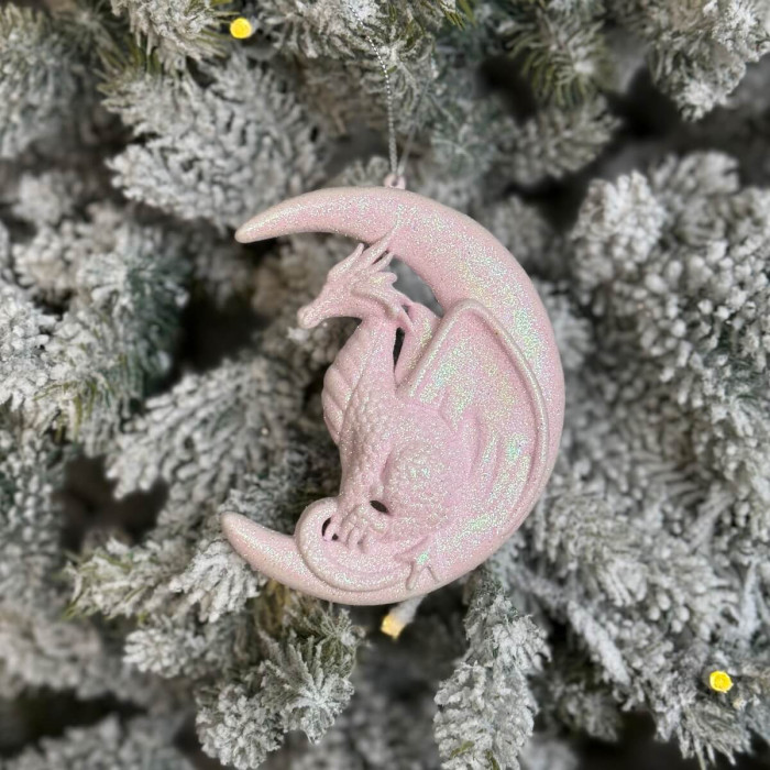 Christmas tree decoration Dragon on the Moon - pink
