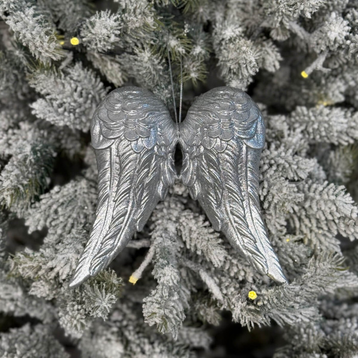Прикраса новорічна Крила малі - срібні