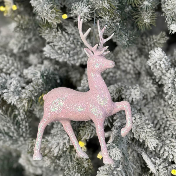 Прикраса новорічна Олень Благородний великий - рожевий