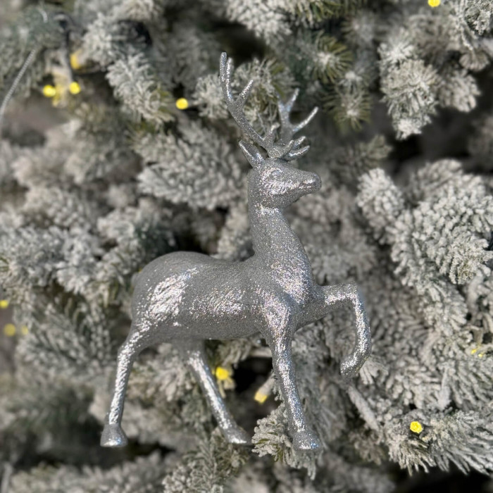 Прикраса новорічна Олень Благородний великий - срібний