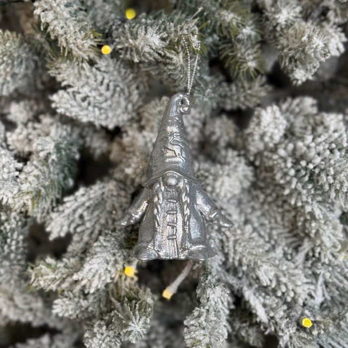 Christmas tree decoration Gnome-2 silver