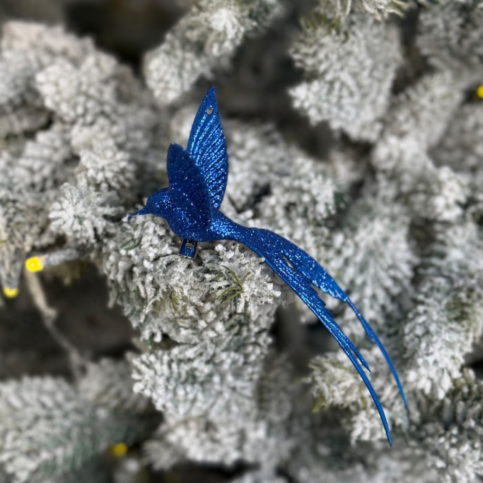 Прикраса новорічна Колібрі велика - синя