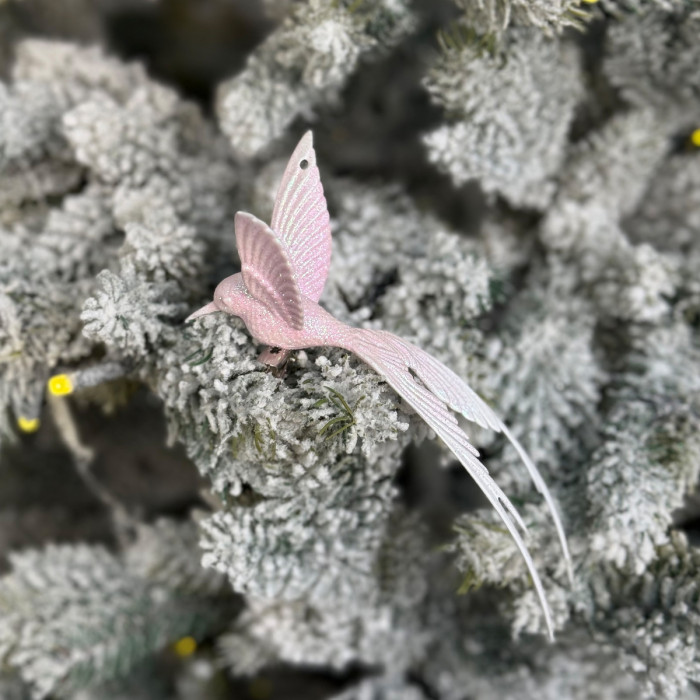 Прикраса новорічна Колібрі велика - рожева