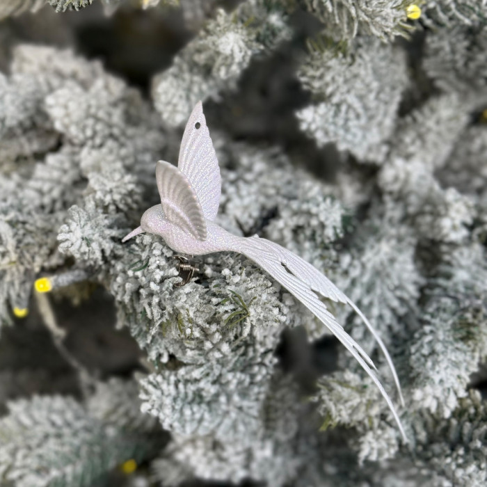 Прикраса новорічна Колібрі велика - біла