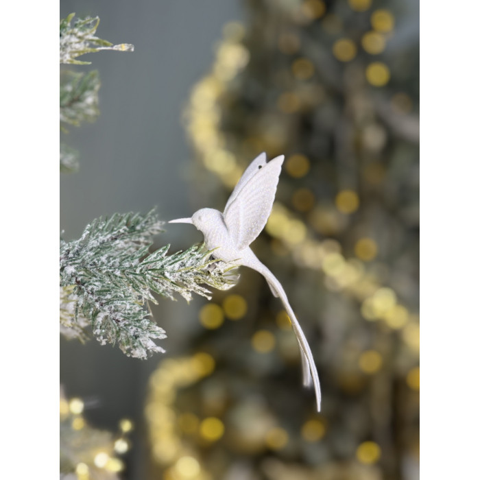Прикраса новорічна Колібрі велика - біла