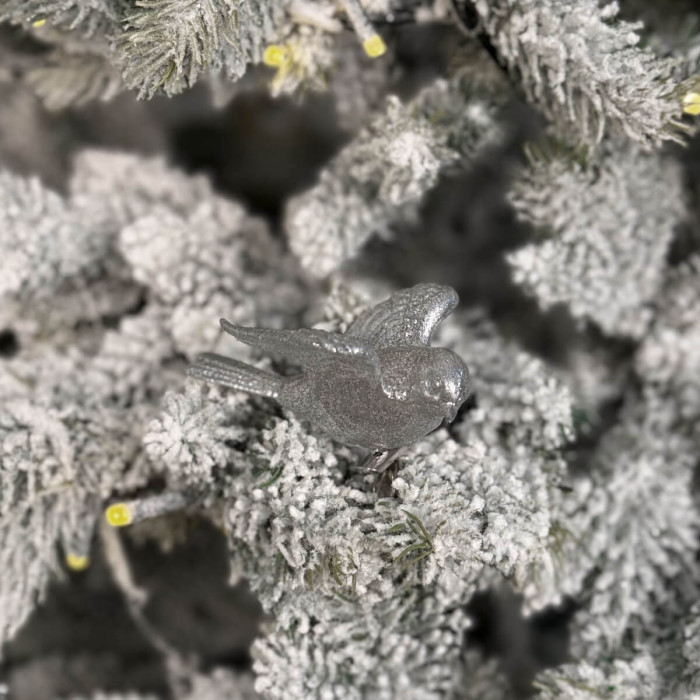 Прикраса новорічна Пташка - срібна